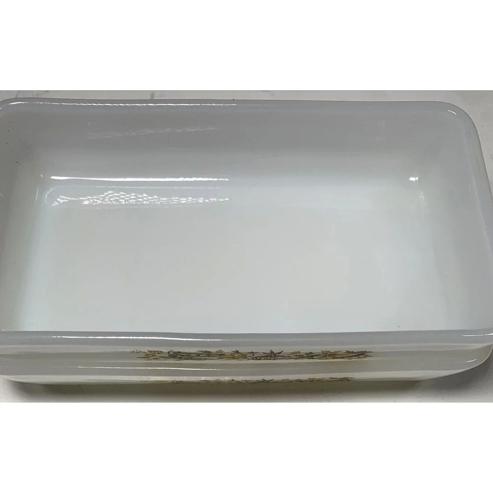 Anchor Hocking Fire-King Milk Glass Vegetable Pattern Loaf Pans Set of 3 USA
